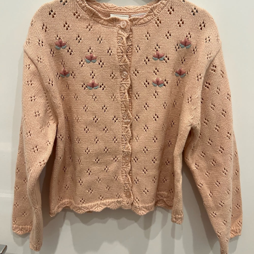 Zara Blush Knit Cardigan with Floral Embroidery - Picture 4 of 8